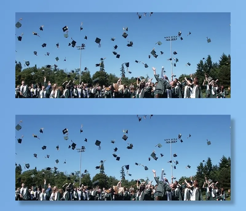 学生、投掷、迫击炮板、露天、野外、白天、毕业、青少年