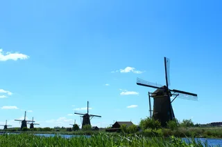 低角度摄影，风车，kinderdijk，磨坊，磨坊，天空，蓝色，自然
