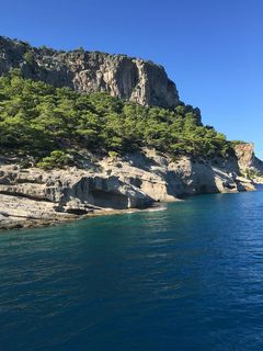 海洋，海洋，山脉，蓝天，小船，海洋，海洋，海滩，岛屿