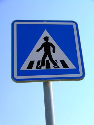 路标, 牌, 行人过路处, 交通标志, 标志, 人类代表, 表示, 蓝色