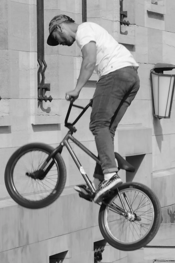 自行车、bmx、运动、壮观、男人、人、特技、跳跃