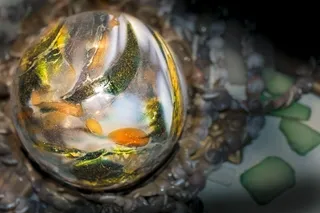 玻璃、吹制、绿色、图案、闪亮、彩色、水晶、金色