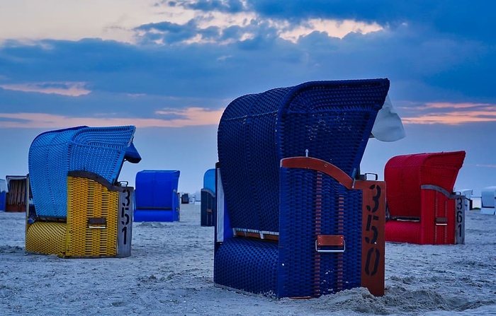 海滩，沙滩椅，大海，北海，假日，沙滩，俱乐部，东弗里西亚