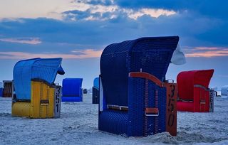 海滩，沙滩椅，大海，北海，假日，沙滩，俱乐部，东弗里西亚