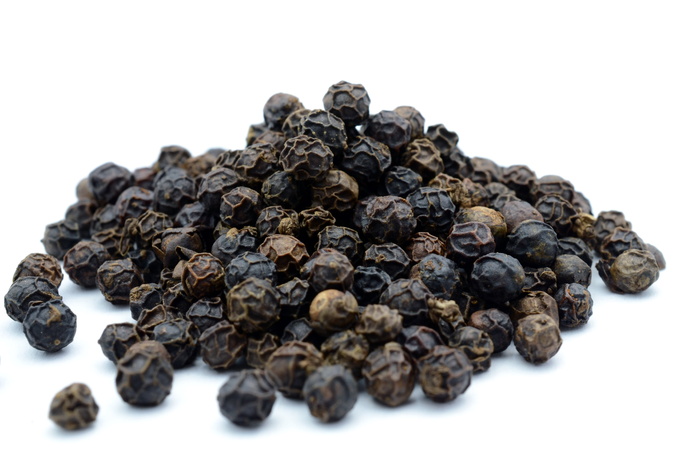 黑色，胡椒，白色，表面，胡椒，颗粒，尖锐，白色背景