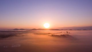 巴西，joinville，无人机，空中，云，太阳，雾，雾