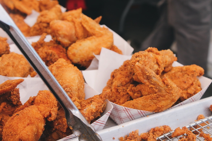 油炸，鸡，白，碗，炸鸡，鸡肉，快餐，餐