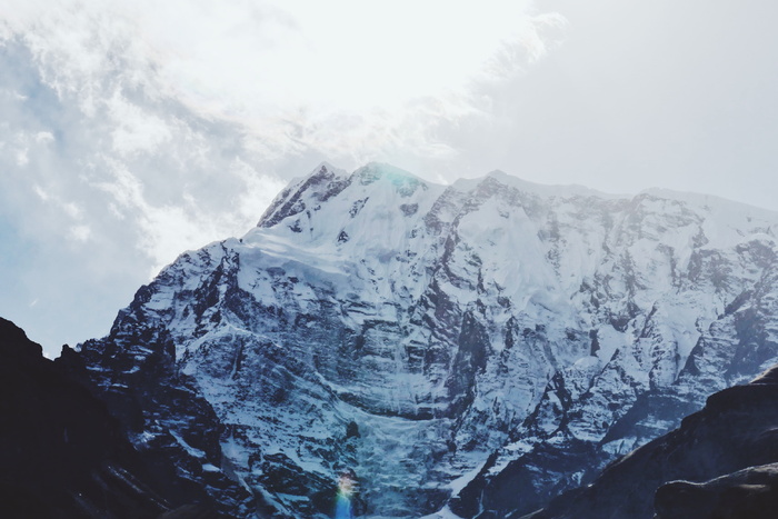 低，角度照片，雪帽山，白天，自然，风景，山，云