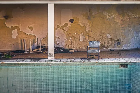 椅子，水池，旧的，废弃的，酒店，毁坏的，破旧的，怀旧的