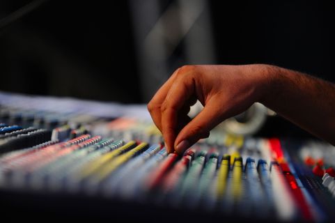 声音、技术、舞台、手、按钮、操作、人手、音乐