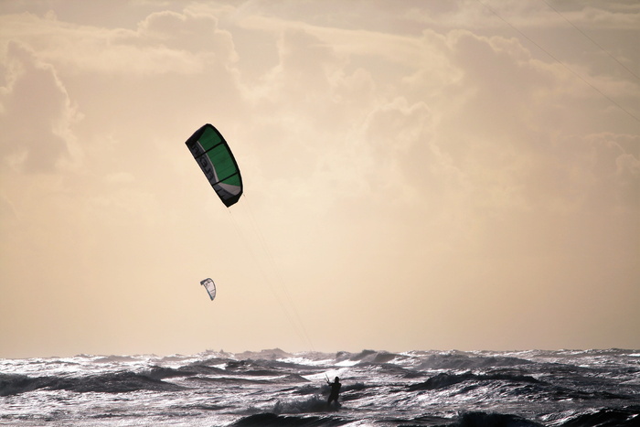 海滩，风筝冲浪，风筝冲浪，zandvoort，active，sunset，fun，kiteboarding