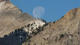 加拿大，坎莫尔，山脉，天空，月亮，岩石，岩石-物体，自然