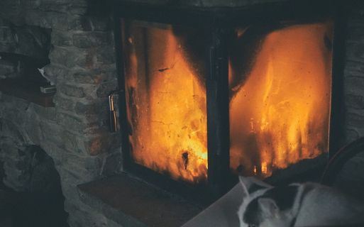 波兰，jaworzynka，小屋，火，猫，砖，壁炉，没有人