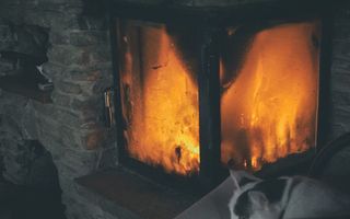 波兰，jaworzynka，小屋，火，猫，砖，壁炉，没有人