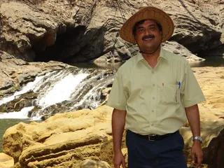 印度人, 男子, 草帽, 帽子, syntheri 岩石, dandeli, 卡纳塔克, 印度