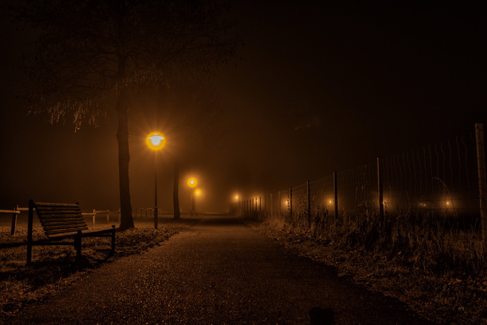 街道，灯光，夜晚，傍晚，云朵，黄昏，心情，abendstimmung