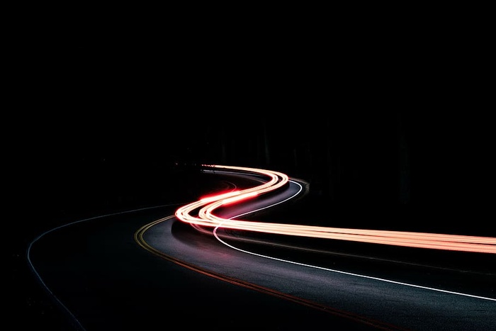 timelapse摄影、车辆、蜿蜒、道路、黑暗、夜晚、街道、沥青