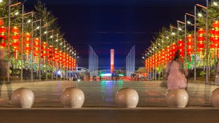 青岛，奥运火炬，夜晚，照明，装饰，庆典，建筑，建筑结构