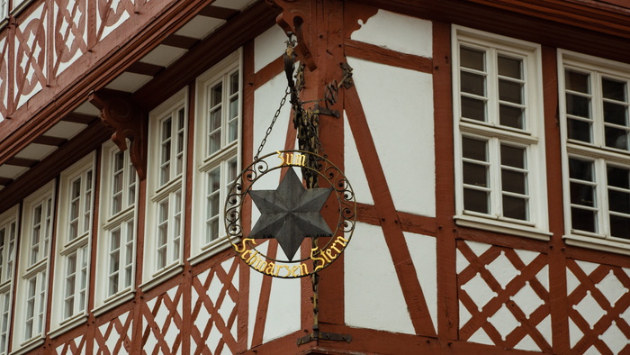 客栈, 迹象, 老, 明星, 黑色, 半木结构, 年份, 符号