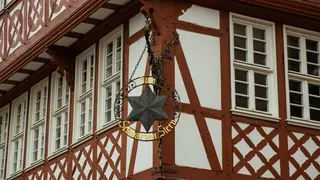 客栈, 迹象, 老, 明星, 黑色, 半木结构, 年份, 符号