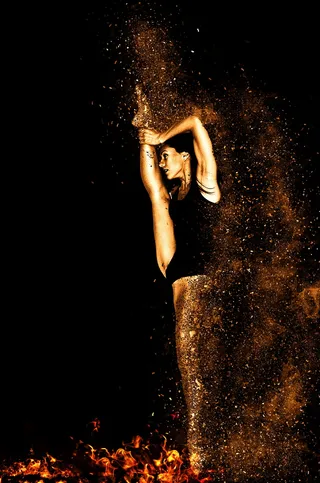 女人，穿着，黑色，连体衣跳舞，火，数码，壁纸，运动