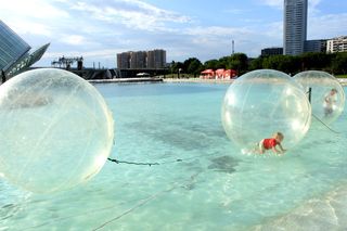 球, 气球, 水, 游戏, 女孩, 瓦伦西亚, 城市, 建筑