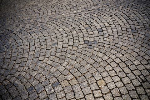鹅卵石，补丁，道路，石头，远离，鹅卵石，铺路石，灰色