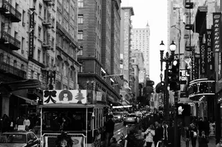 美国, 旧金山, 忙, 圣诞节, 手推车, 城市, 黑色和白色