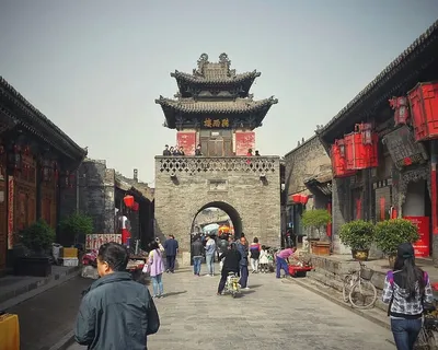 街道，中国，老，塔，平遥，灯笼，建筑结构，建筑