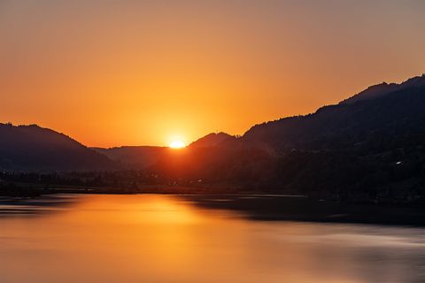 日落、风景、阿尔卑斯山、旅行、旅游、自然、湖泊、阿本斯蒂姆蒙