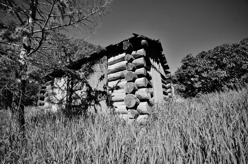 农舍、谷仓、棚屋、乡村、建筑、单色、黑白、景观