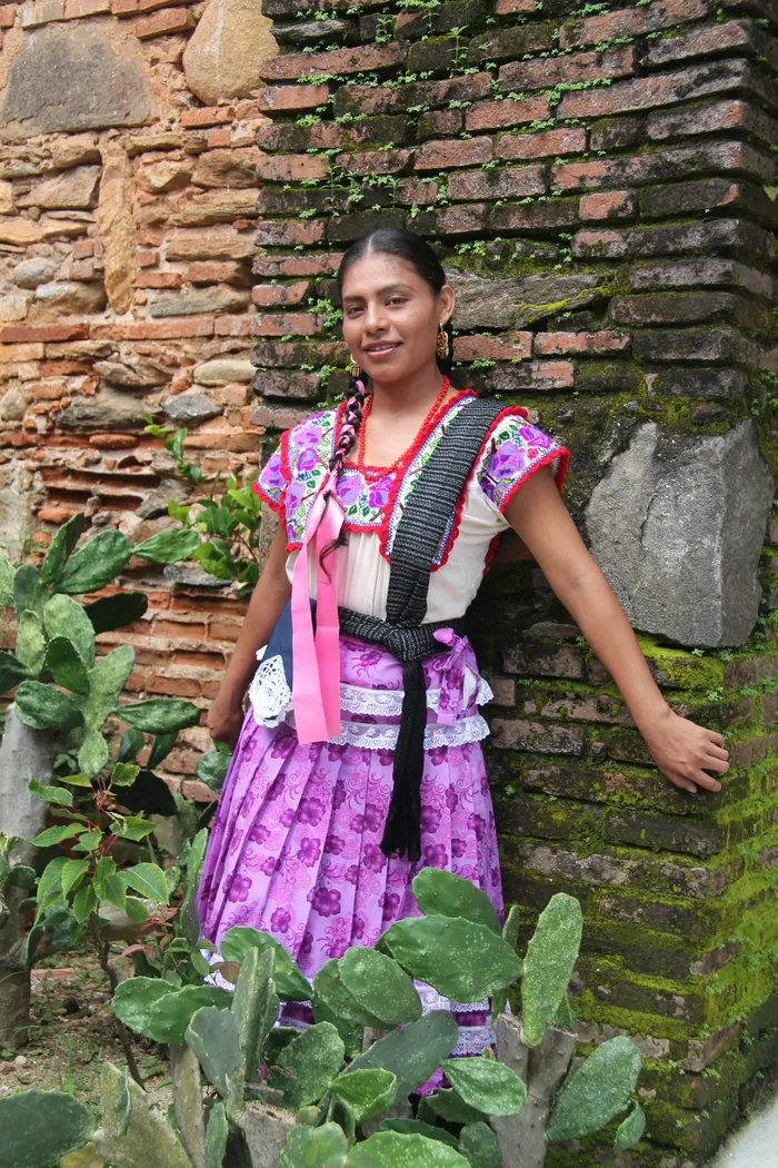 女性、仙人掌、墨西哥、瓦哈卡、土著、教堂、查提纳、传统服装