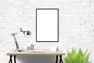 灰色、不锈钢、钢台灯、矩形、棕色、木制、海报、实物模型