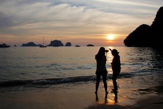 日落，快照，拍照，快照，m，手，摄影师，人