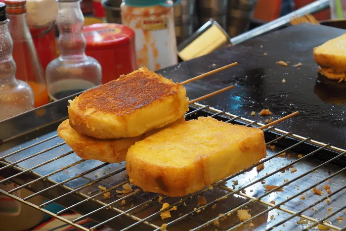 面包，吐司，油炸，平底锅，市场，食品，食品，面包房