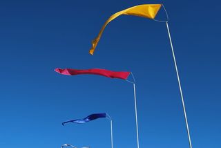 旗帜，风，原色，天空，挥舞，飞翔，蓝色，风筝-玩具