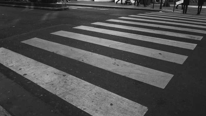 人行横道，法国，巴黎，混凝土，地板，街道，bandw，bw