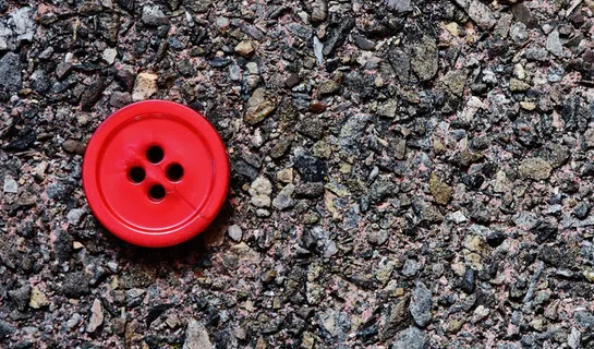 纽扣, 4 孔, 红色, 关闭, 按钮, 颜色, 塑料, 高角度视图