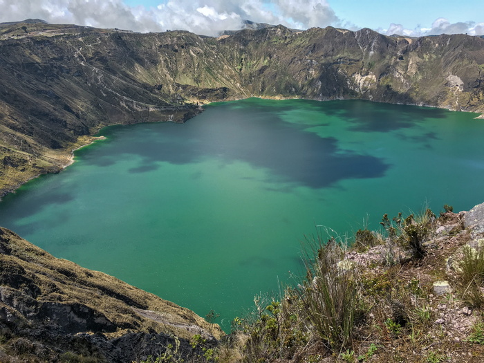 航空、摄影、湖泊、厄瓜多尔、火山口湖、景观、水、山