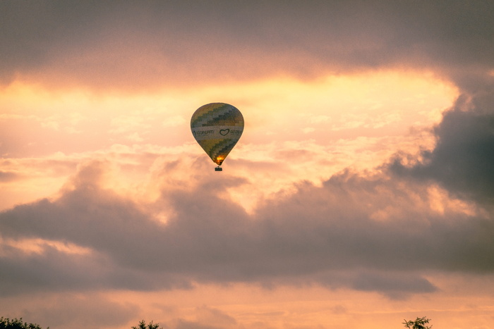 丹麦，罗斯基勒，hotairballoon，美丽，颜色，日落，气球