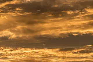 日落，天空，橙色，灰色，云，分层，地平线，树木