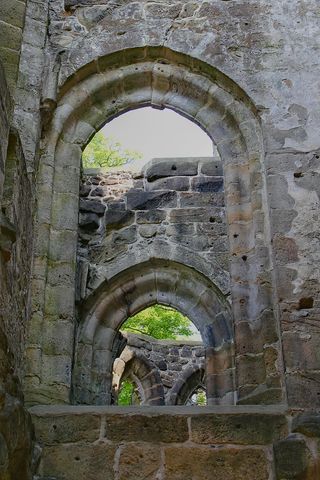 遗址，德国，奥宾寺遗址，奥宾，城堡，走道，小径，窗户