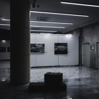 地板、地板、照明、大堂、室内、房间、走廊、艺术画廊