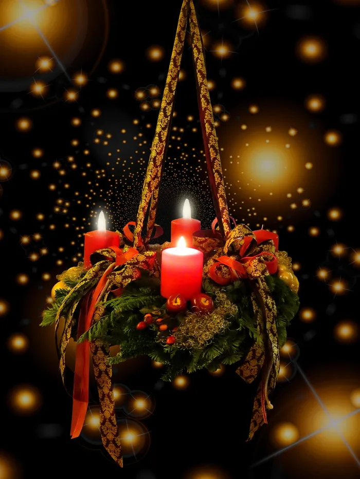 红柱蜡烛, 来临, 圣诞节, 来临花圈, 3advent, 来临问候, 贺卡, 蜡烛