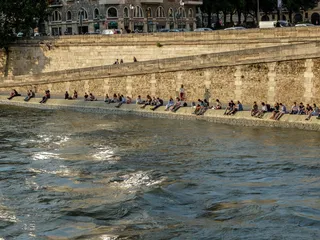 巴黎，塞纳河，银行，放松，散步，城市，塞纳河，青年