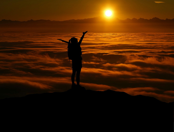 人、站、海、云、升起、挑战、风景、山