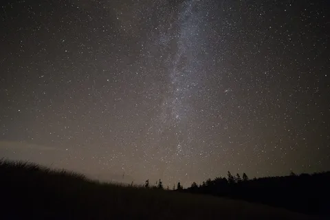 黑色、棕色、草、灰色、山脉、夜晚、紫色、星星 黑色、棕色、草、灰色、山脉、夜晚、紫色、星星