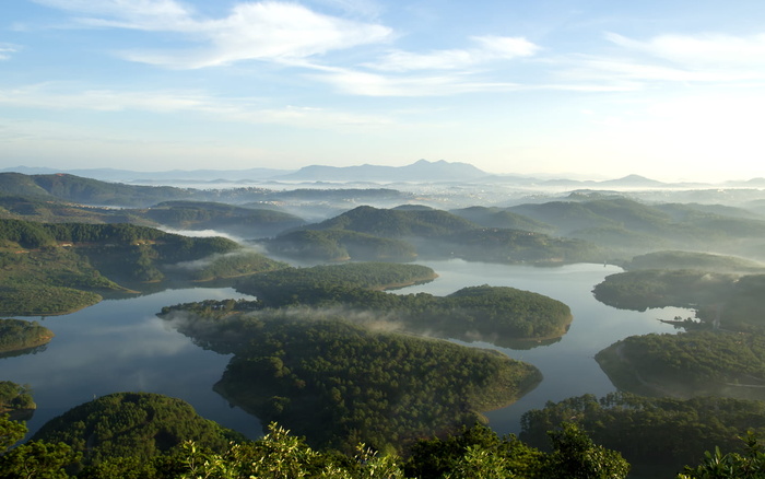 达拉特，越南，风景，岛屿，水，自然，草，树