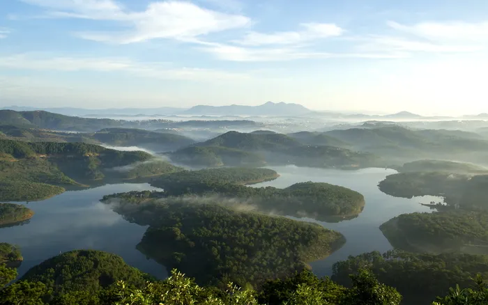 达拉特，越南，风景，岛屿，水，自然，草，树