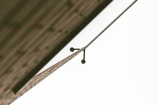 低，角度视图，棕色，房屋，建筑，设施，反射，墙壁